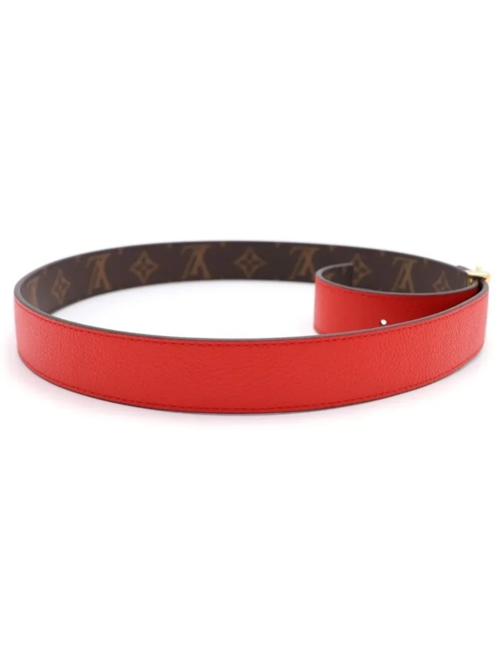 Louis Vuitton Ceinture LV Initial 30 Reversible Leather Belt Red Brown Gold
